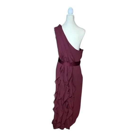 White By Vera Wang Ruffle Floral Wedding Guest Flowy Dress Burgundy US 18 - Picture 4 of 7